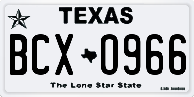 TX license plate BCX0966