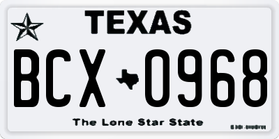 TX license plate BCX0968