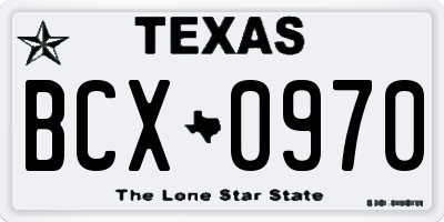 TX license plate BCX0970
