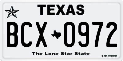 TX license plate BCX0972