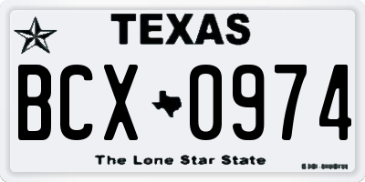 TX license plate BCX0974