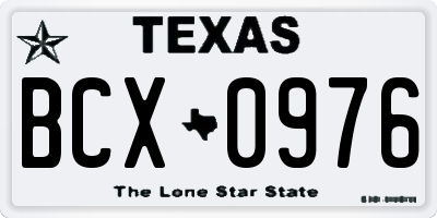 TX license plate BCX0976