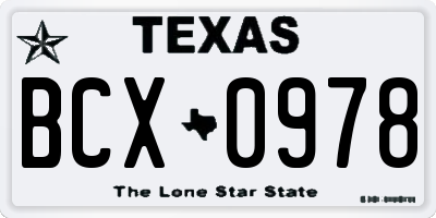 TX license plate BCX0978