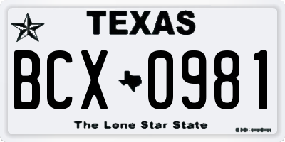 TX license plate BCX0981