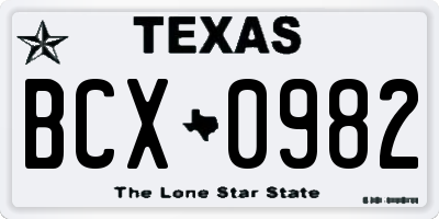 TX license plate BCX0982