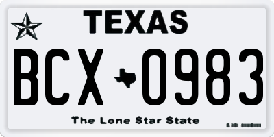 TX license plate BCX0983