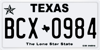 TX license plate BCX0984