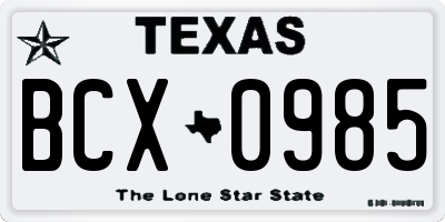 TX license plate BCX0985
