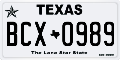 TX license plate BCX0989