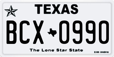 TX license plate BCX0990