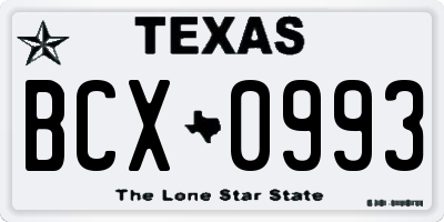 TX license plate BCX0993