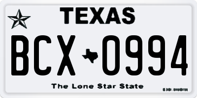 TX license plate BCX0994