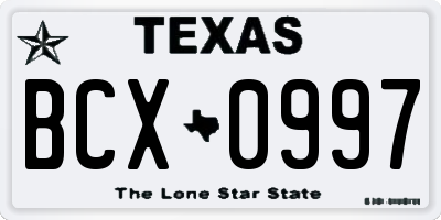 TX license plate BCX0997