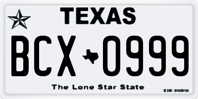 TX license plate BCX0999