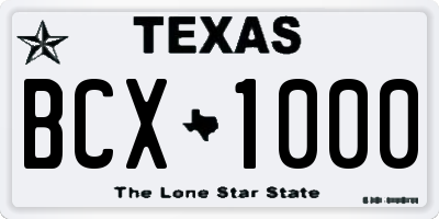 TX license plate BCX1000