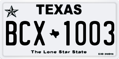 TX license plate BCX1003