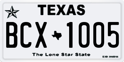 TX license plate BCX1005