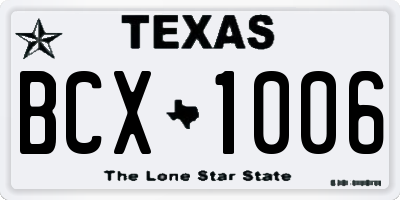 TX license plate BCX1006
