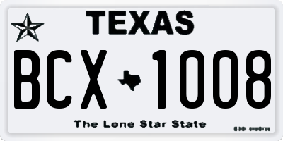 TX license plate BCX1008