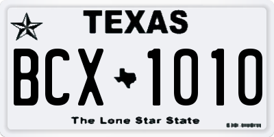 TX license plate BCX1010