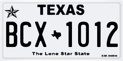 TX license plate BCX1012