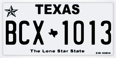 TX license plate BCX1013