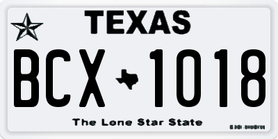TX license plate BCX1018