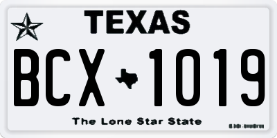 TX license plate BCX1019