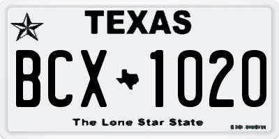 TX license plate BCX1020