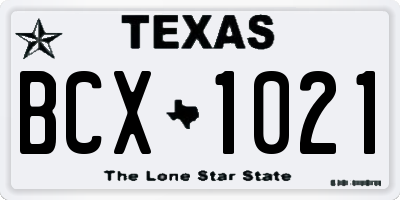 TX license plate BCX1021