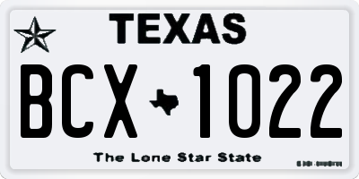 TX license plate BCX1022