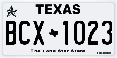 TX license plate BCX1023