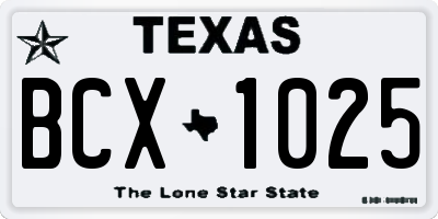 TX license plate BCX1025
