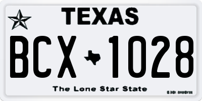 TX license plate BCX1028