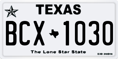 TX license plate BCX1030