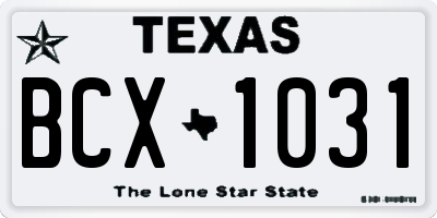 TX license plate BCX1031