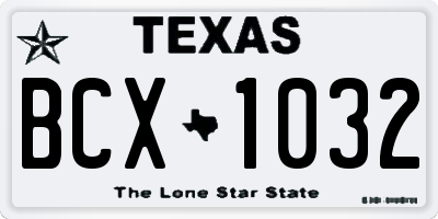TX license plate BCX1032