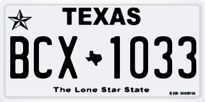 TX license plate BCX1033
