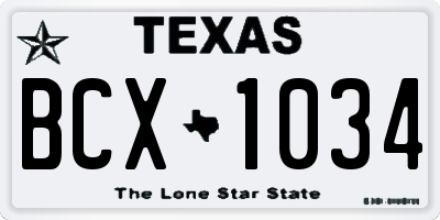 TX license plate BCX1034