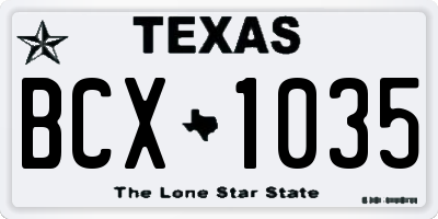 TX license plate BCX1035