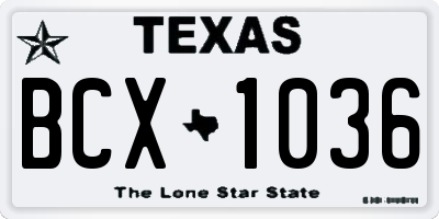 TX license plate BCX1036