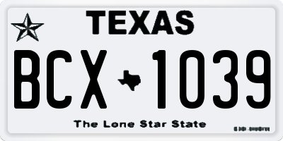 TX license plate BCX1039
