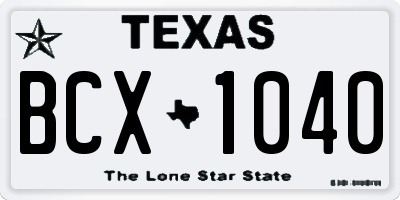 TX license plate BCX1040