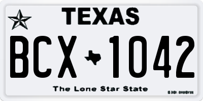 TX license plate BCX1042
