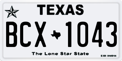 TX license plate BCX1043