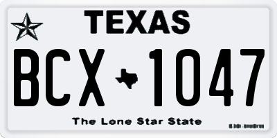 TX license plate BCX1047
