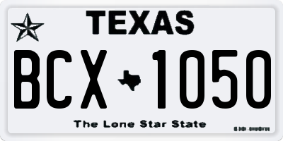 TX license plate BCX1050