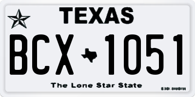TX license plate BCX1051