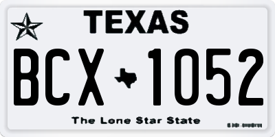TX license plate BCX1052