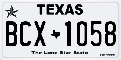 TX license plate BCX1058